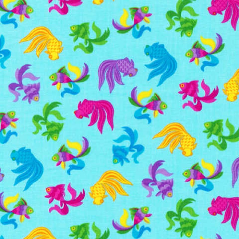 Calypso Goldfish : Blå - NEDSAT : 60.- pr meter.