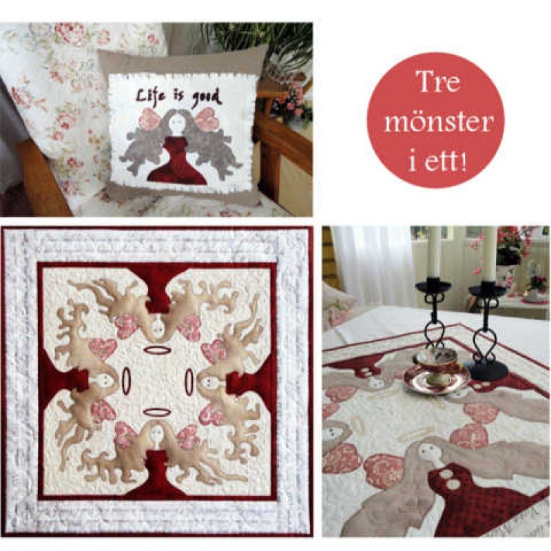 Solbritt & Maria quilt mønster : Änglakudde og Äbgladukar