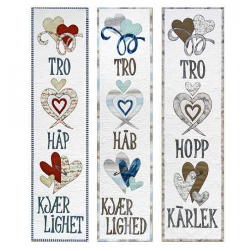 Solbritt & Maria quilt mønster : Tro, håb, kærlighed