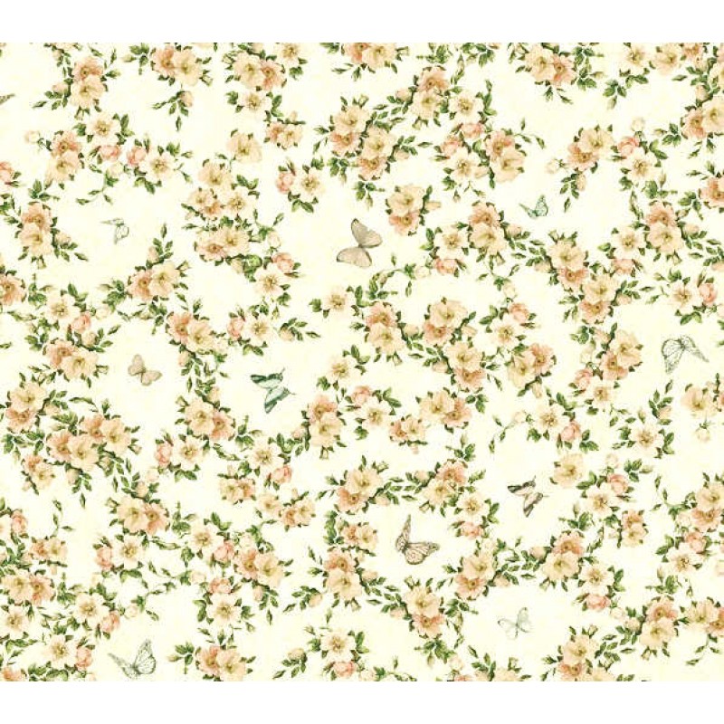 Mirabelle : Blomster og sommerfugle - creme