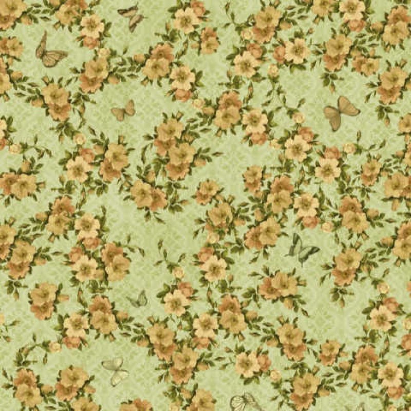 Mirabelle : Blomster og sommerfugle - Grøn