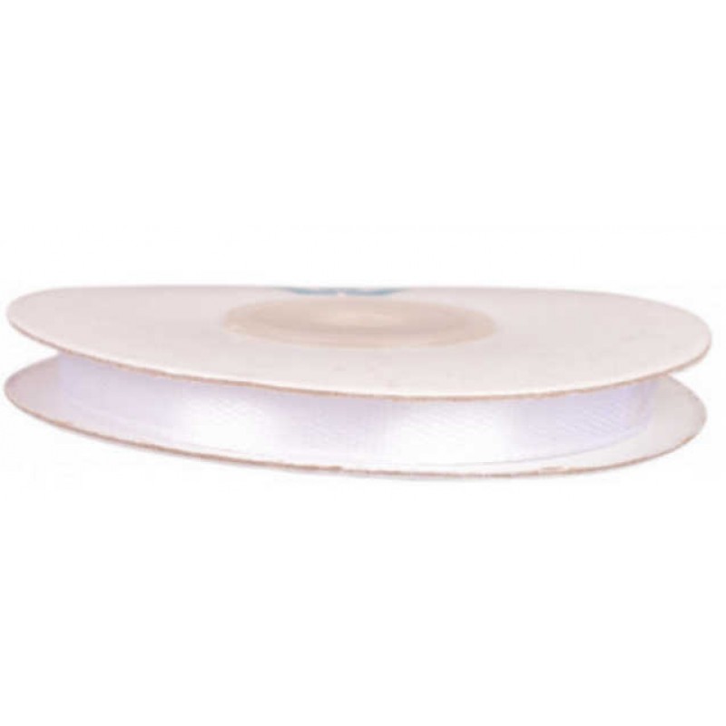 Satinbånd 6 mm - Hvid - 10 m