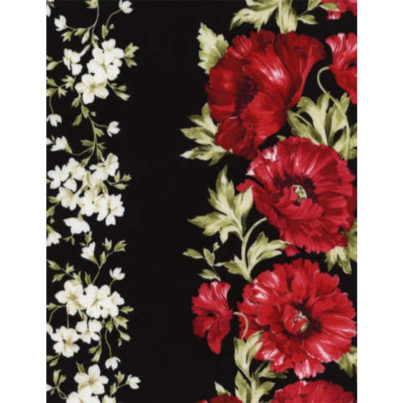 Poppy Border Stripe : Valmue Panel