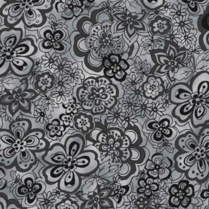 Isadore Bagside stof : Grå blomster - 270cm bred