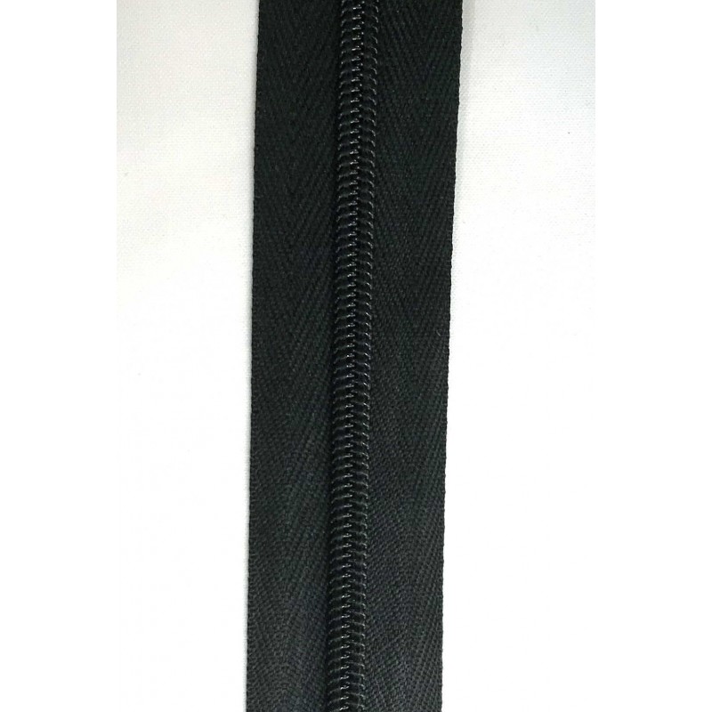 6 mm lynlås i metermål - Sort