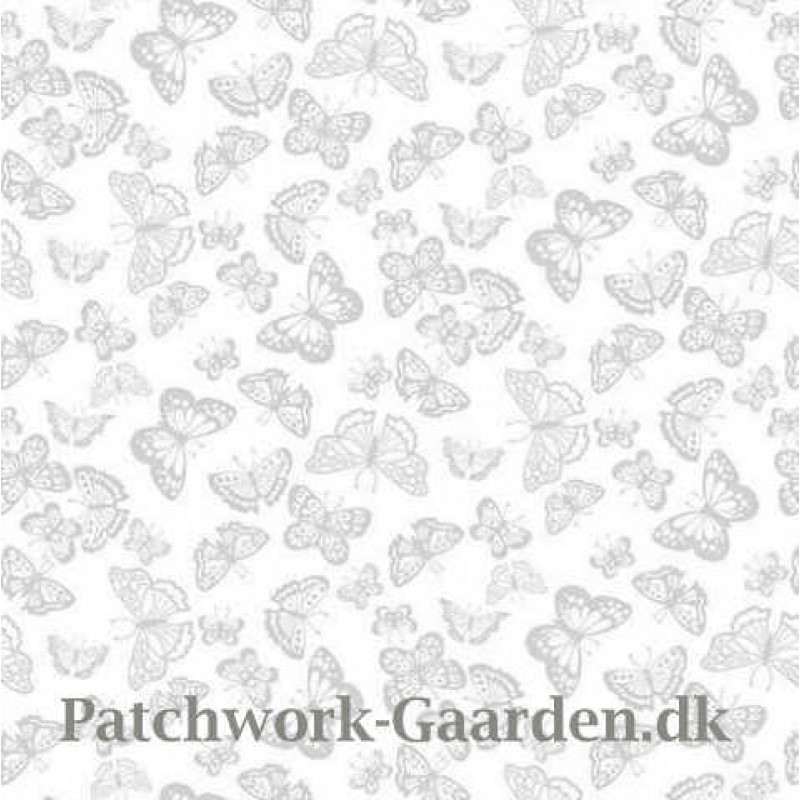 Cream & Sugar IX : Butterflies : Hvid m/ hvide sommerfugle.