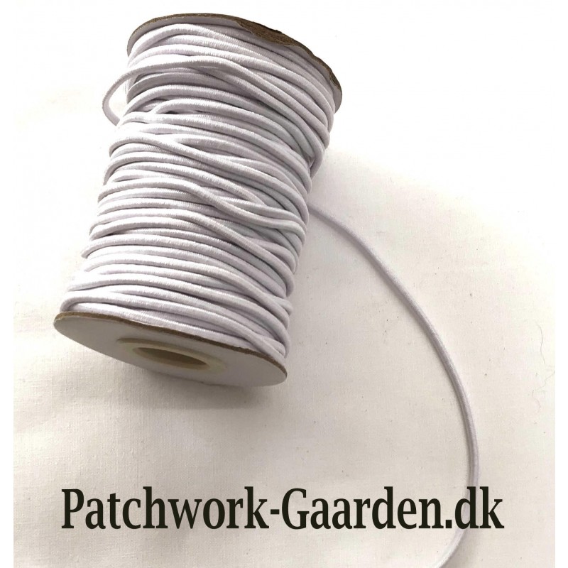 Flad Elastik til mundbind - hvid