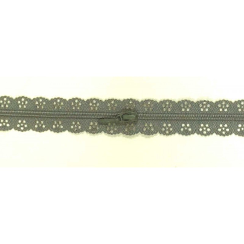 Blonde lynlås i metermål m/skyder - Grå