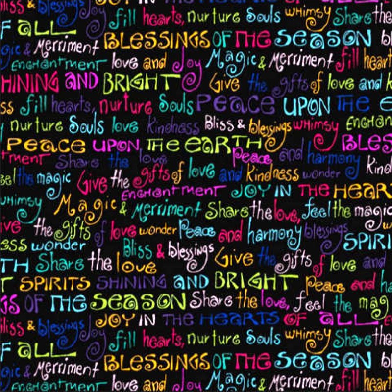 Enchantmant : tekst i klare farver.